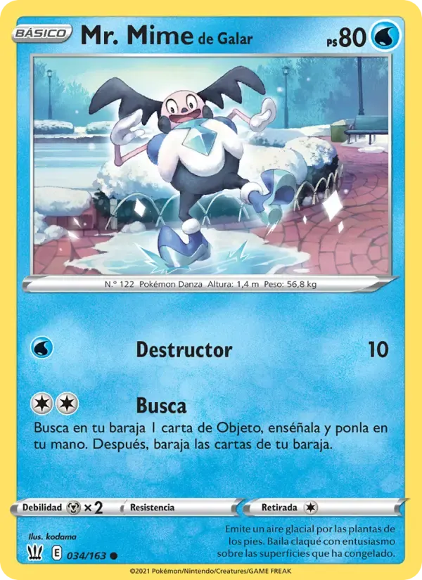 Mr. Mime de Galar — Estilos de Combate 34 Spanish Pokémon card