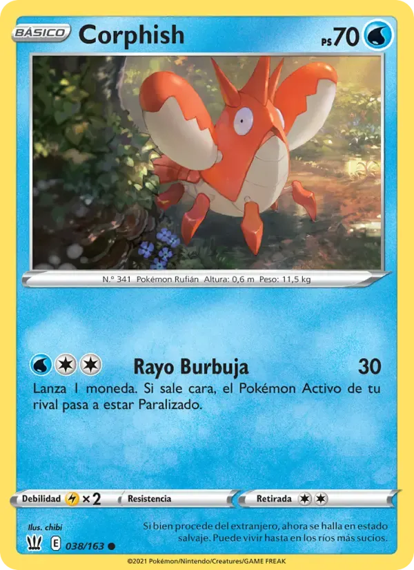 Corphish — Estilos de Combate 38 Spanish Pokémon card