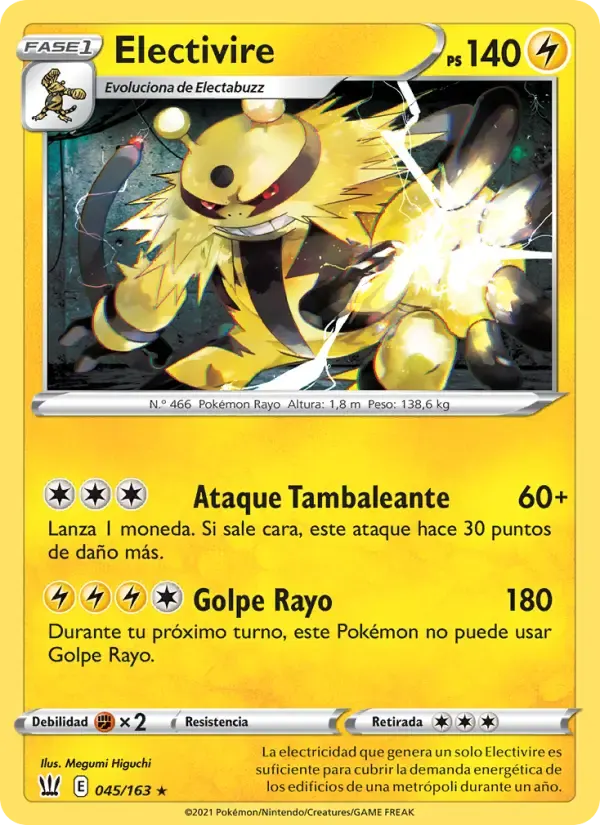 Electivire — Estilos de Combate 45 Spanish Pokémon card
