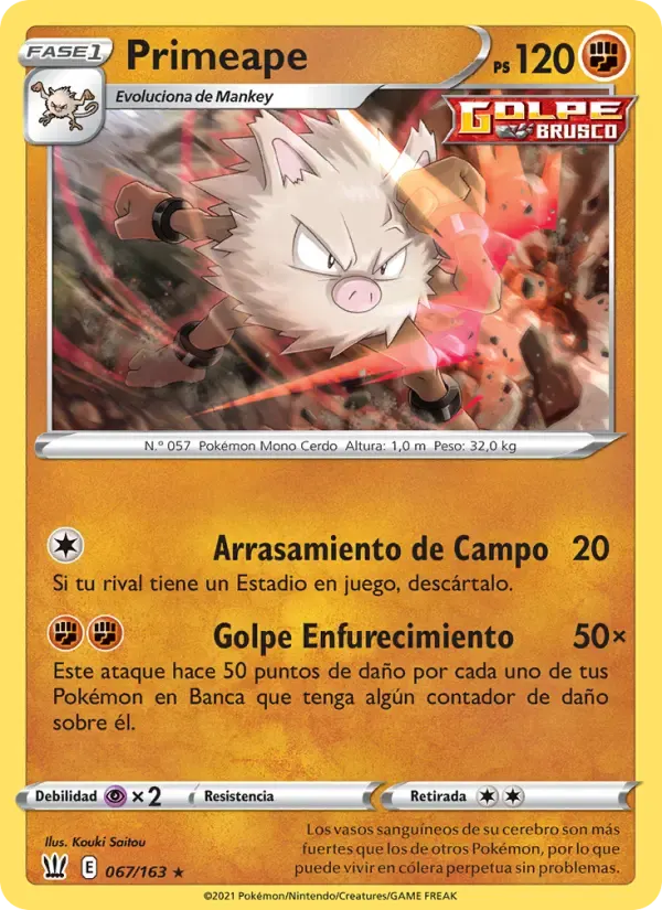 Primeape — Estilos de Combate 67 Spanish Pokémon card