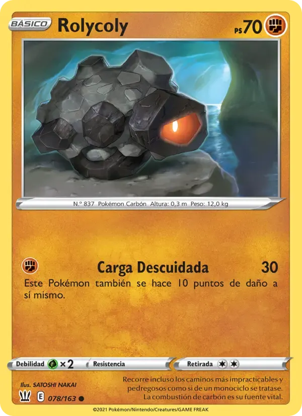 Rolycoly — Estilos de Combate 78 Spanish Pokémon card