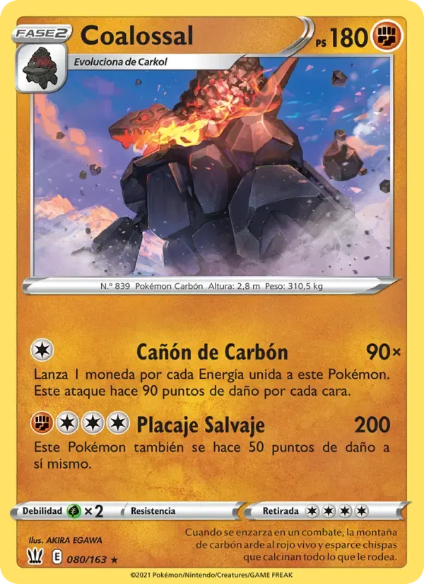 Coalossal — Estilos de Combate 80 Spanish Pokémon card