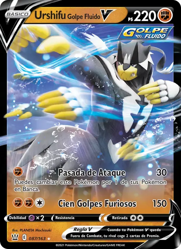 Urshifu Golpe Fluido V — Estilos de Combate 87 Spanish Pokémon card