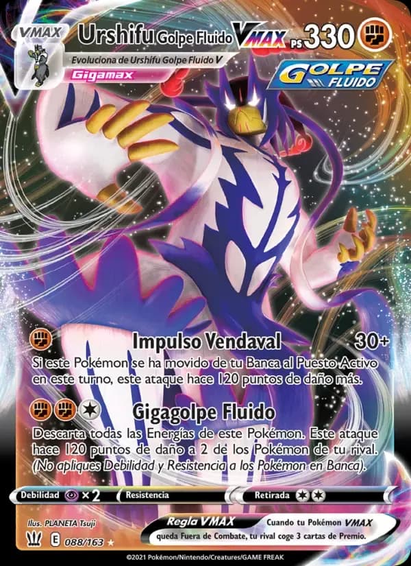 Urshifu Golpe Fluido VMAX — Estilos de Combate 88 Spanish Pokémon card