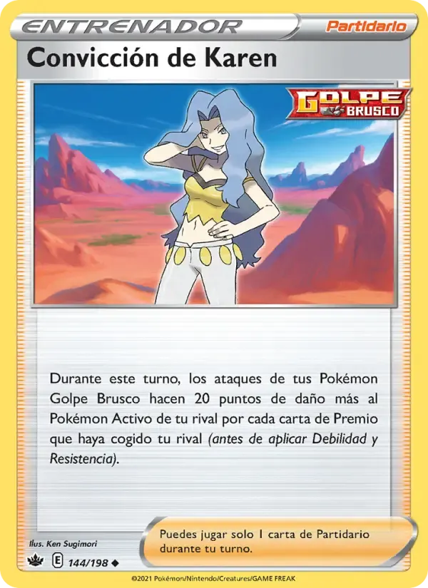 Convicción de Karen — Reinado Escalofriante 144 Spanish Pokémon card