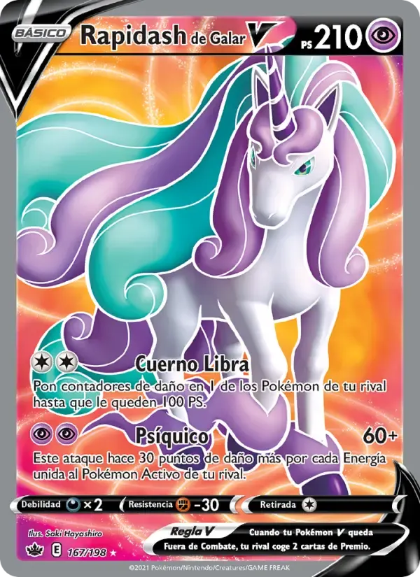 Rapidash de Galar V — Reinado Escalofriante 167 Spanish Pokémon card