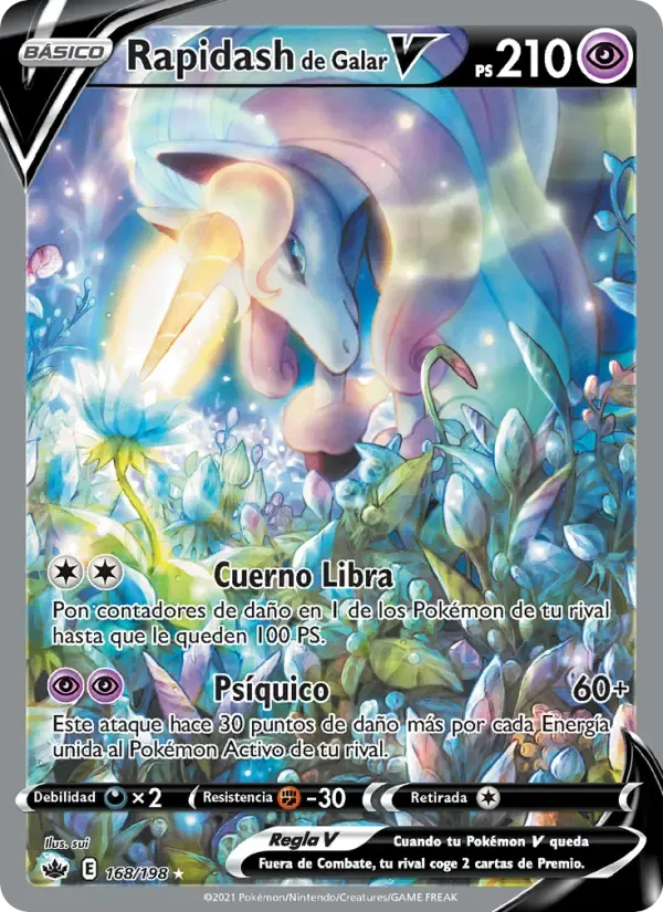 Rapidash de Galar V — Reinado Escalofriante 168 Spanish Pokémon card