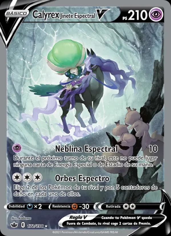Calyrex Jinete Espectral V — Reinado Escalofriante 172 Spanish Pokémon card