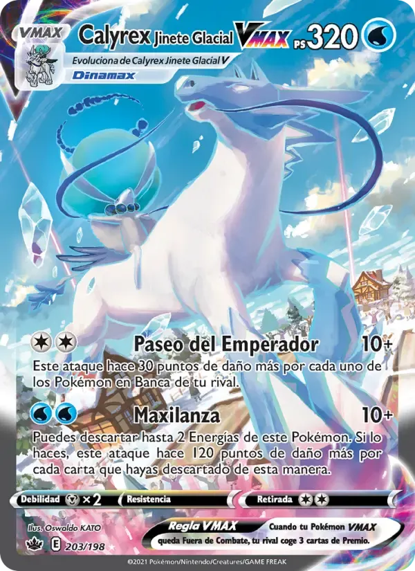 Calyrex Jinete Glacial VMAX — Reinado Escalofriante 203 Spanish Pokémon card