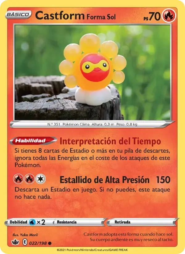 Castform Forma Sol — Reinado Escalofriante 22 Spanish Pokémon card