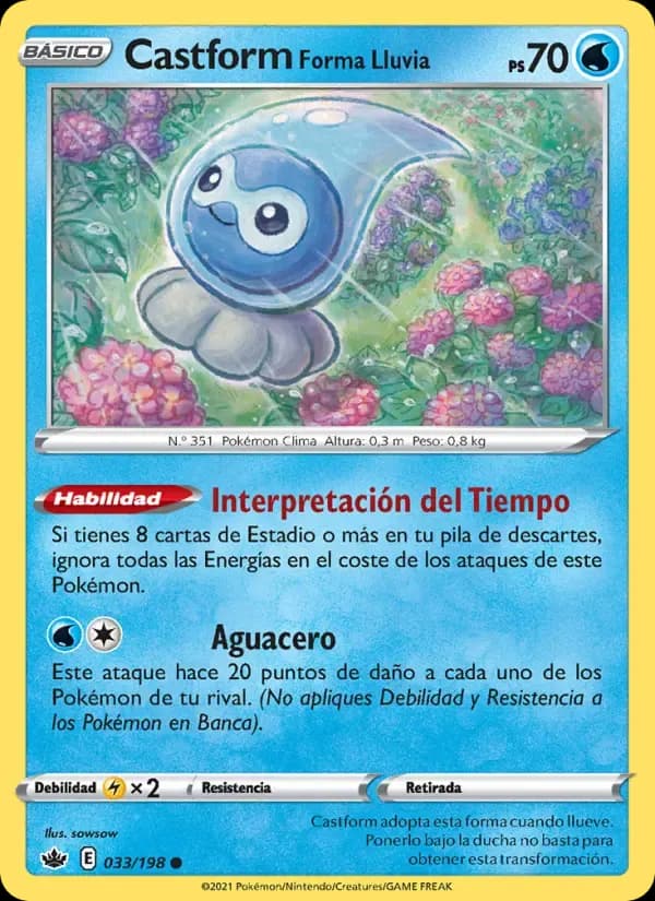 Castform Forma Lluvia — Reinado Escalofriante 33 Spanish Pokémon card