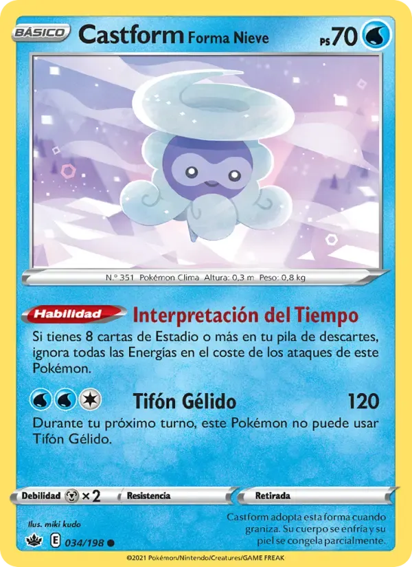 Castform Forma Nieve — Reinado Escalofriante 34 Spanish Pokémon card