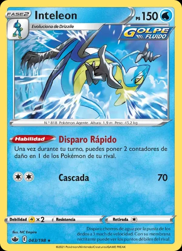 Inteleon — Reinado Escalofriante 43 Spanish Pokémon card