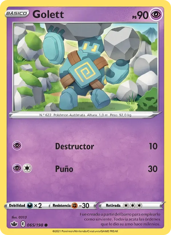 Golett — Reinado Escalofriante 65 Spanish Pokémon card