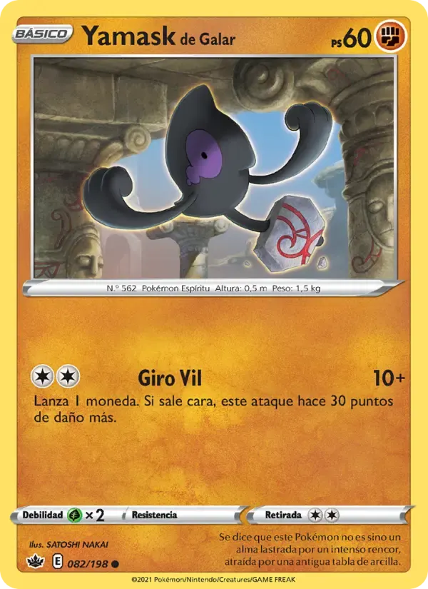 Yamask de Galar — Reinado Escalofriante 82 Spanish Pokémon card