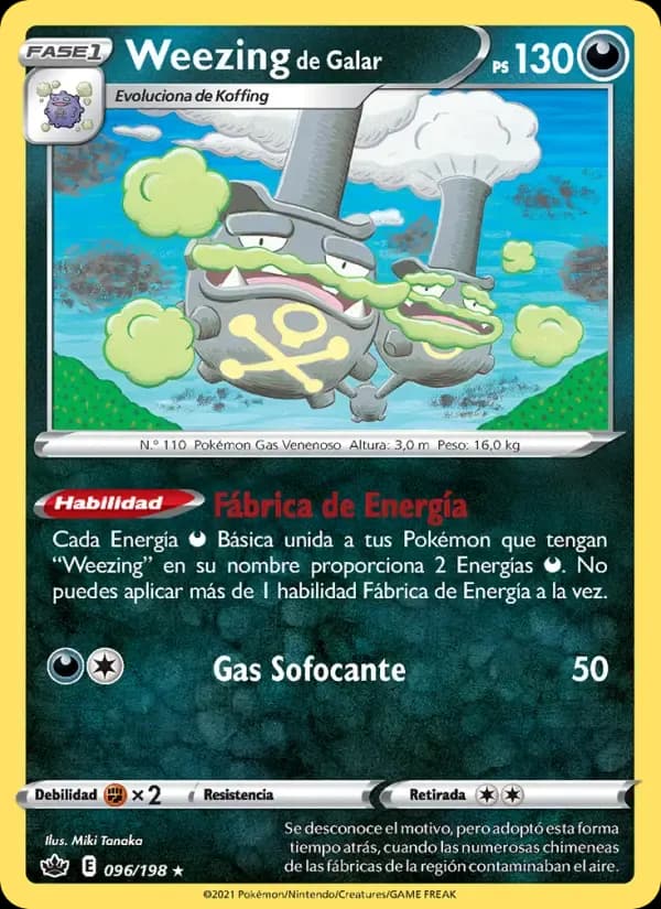 Weezing de Galar — Reinado Escalofriante 96 Spanish Pokémon card