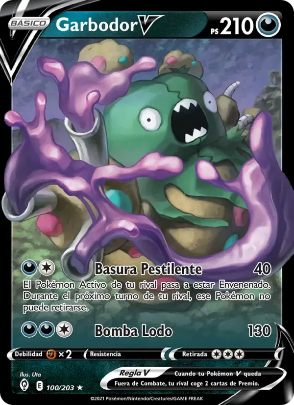 Garbodor V — Cielos Evolutivos 100 Spanish Pokémon card