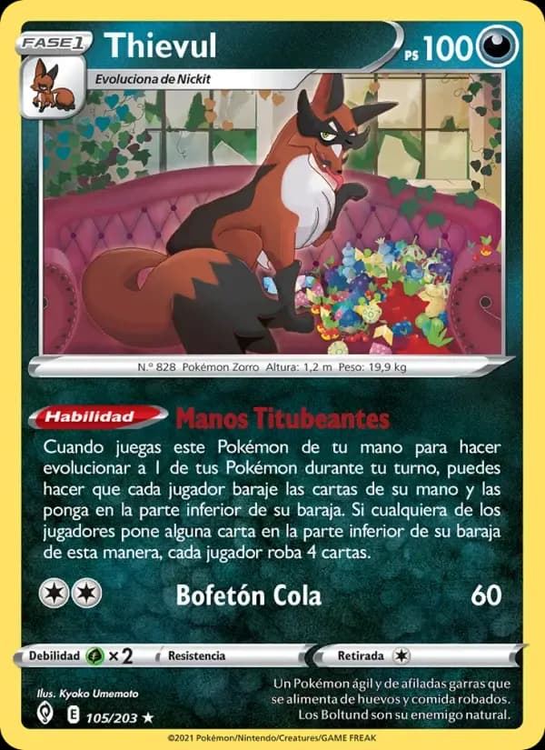 Thievul — Cielos Evolutivos 105 Spanish Pokémon card