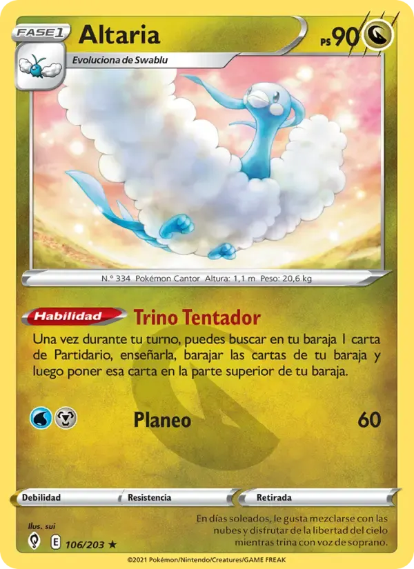 Altaria — Cielos Evolutivos 106 Spanish Pokémon card