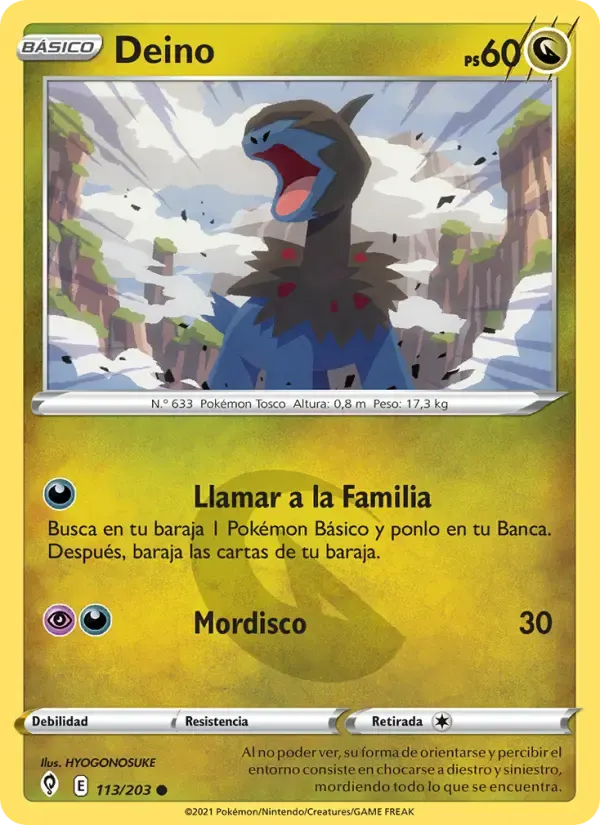 Deino — Cielos Evolutivos 113 Spanish Pokémon card