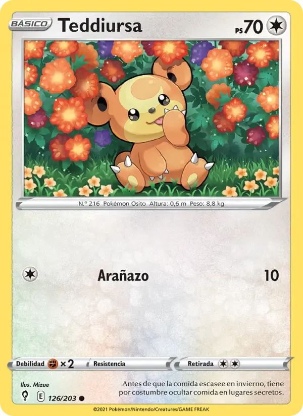 Teddiursa — Cielos Evolutivos 126 Spanish Pokémon card
