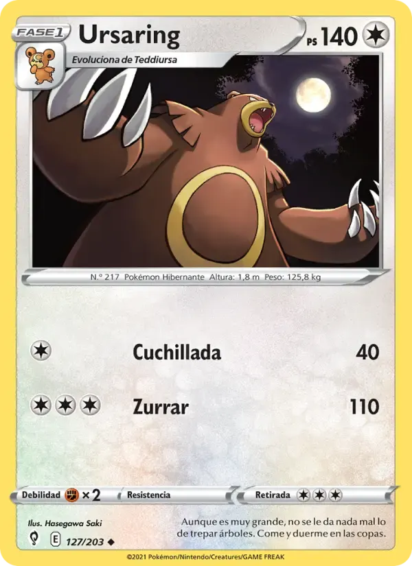 Ursaring — Cielos Evolutivos 127 Spanish Pokémon card