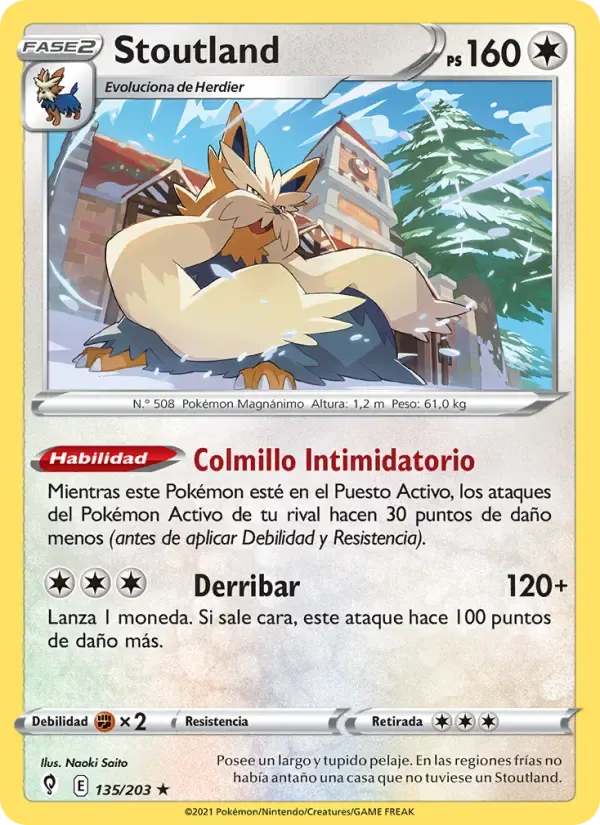 Stoutland — Cielos Evolutivos 135 Spanish Pokémon card