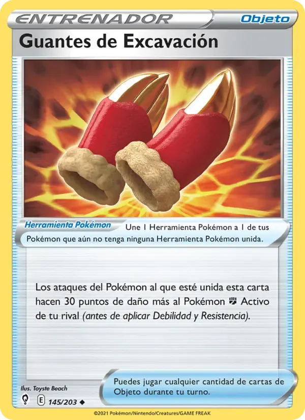 Guantes de Excavación — Cielos Evolutivos 145 Spanish Pokémon card