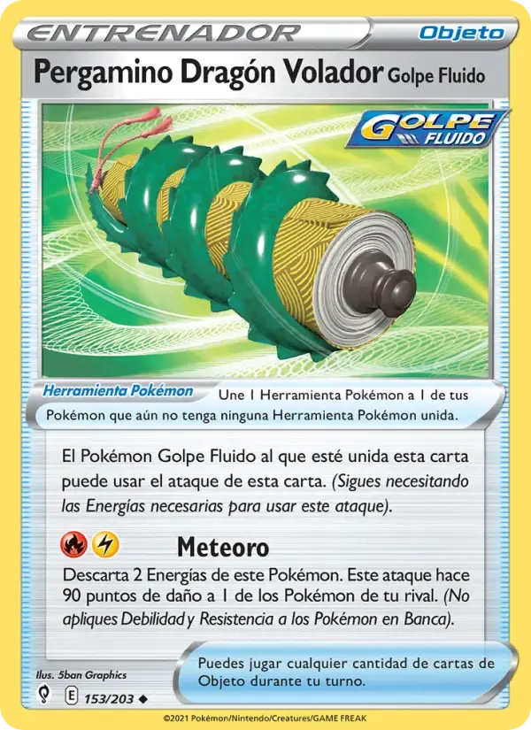 Pergamino Dragón Volador Golpe Fluido — Cielos Evolutivos 153 Spanish Pokémon card