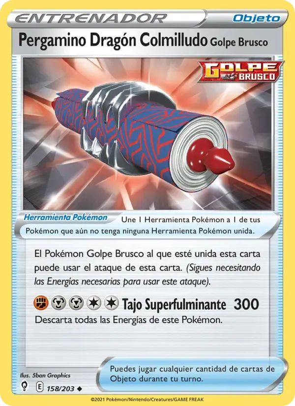 Pergamino Dragón Colmilludo Golpe Brusco — Cielos Evolutivos 158 Spanish Pokémon card