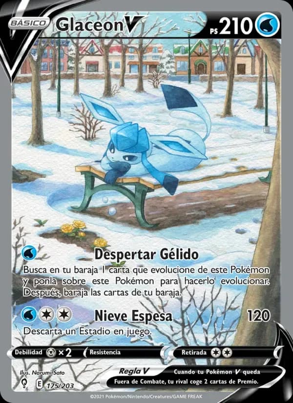 Glaceon V — Cielos Evolutivos 175 Spanish Pokémon card