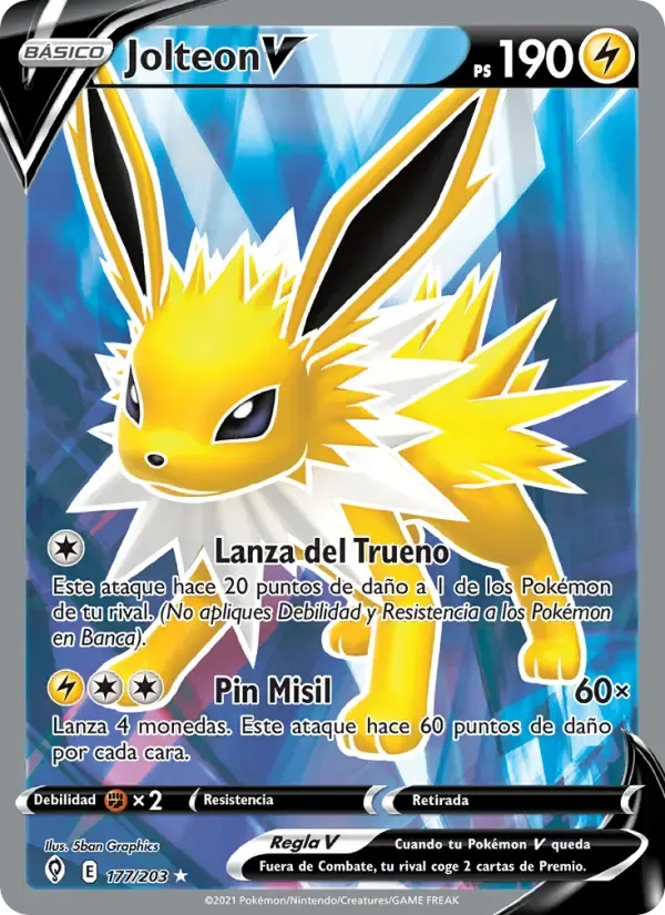 Jolteon V — Cielos Evolutivos 177 Spanish Pokémon card