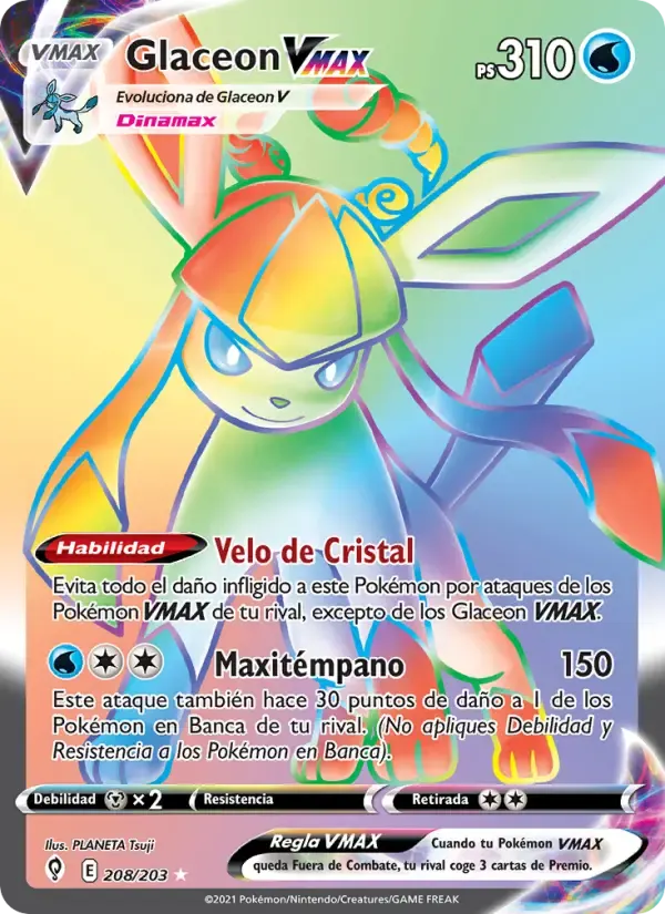 Glaceon VMAX — Cielos Evolutivos 208 Spanish Pokémon card