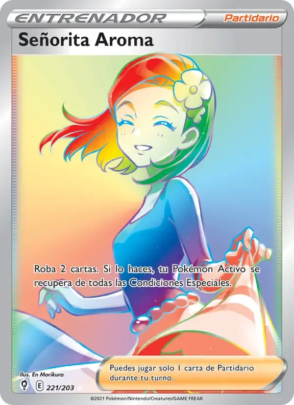 Señorita Aroma — Cielos Evolutivos 221 Spanish Pokémon card