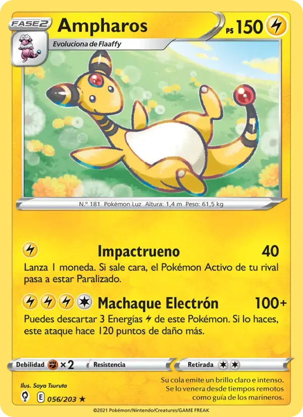 Ampharos — Cielos Evolutivos 56 Spanish Pokémon card