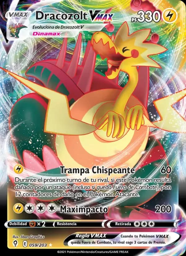 Dracozolt VMAX — Cielos Evolutivos 59 Spanish Pokémon card