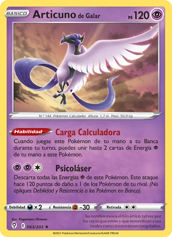 Articuno de Galar — Cielos Evolutivos 63 Spanish Pokémon card