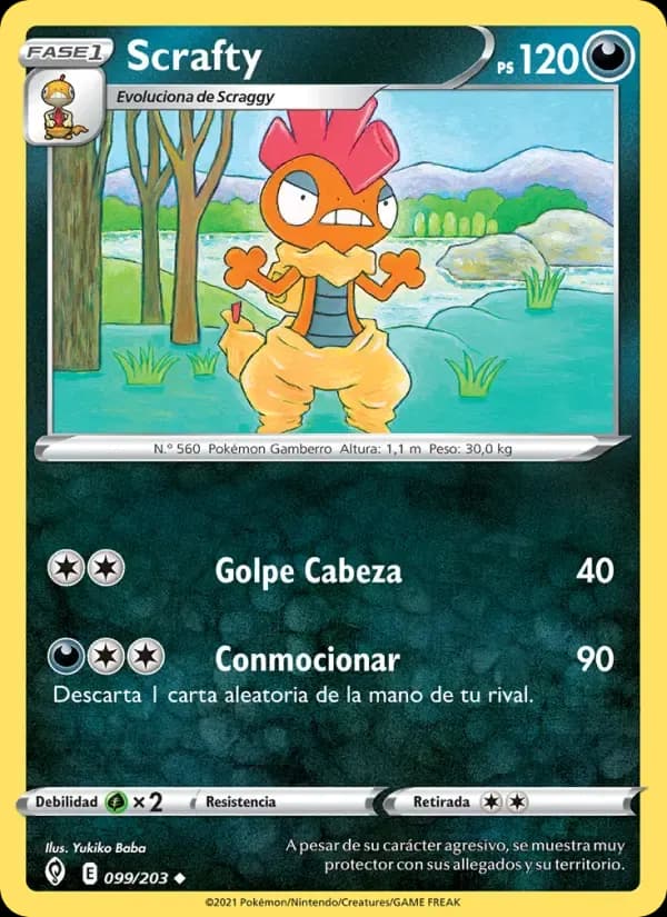 Scrafty — Cielos Evolutivos 99 Spanish Pokémon card