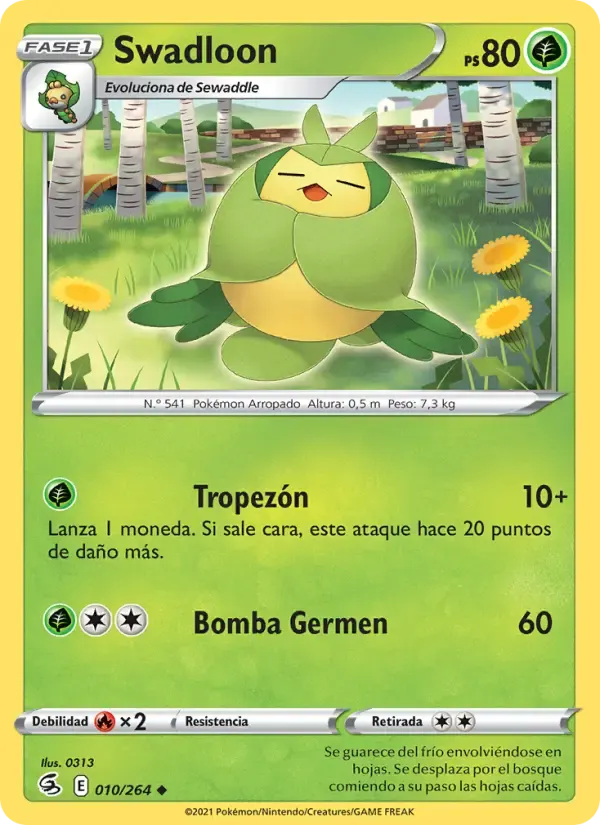 Swadloon — Golpe Fusión 10 Spanish Pokémon card