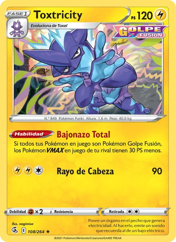 Toxtricity — Golpe Fusión 108 Spanish Pokémon card