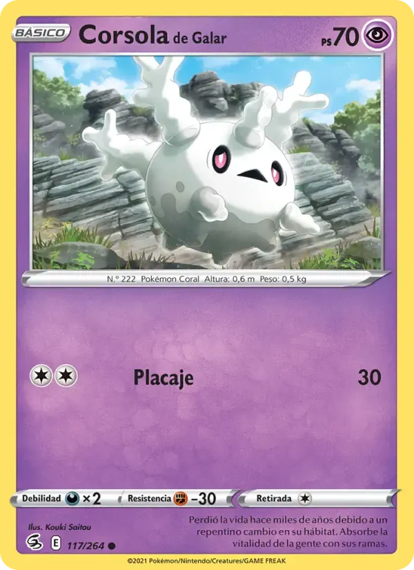 Corsola de Galar — Golpe Fusión 117 Spanish Pokémon card