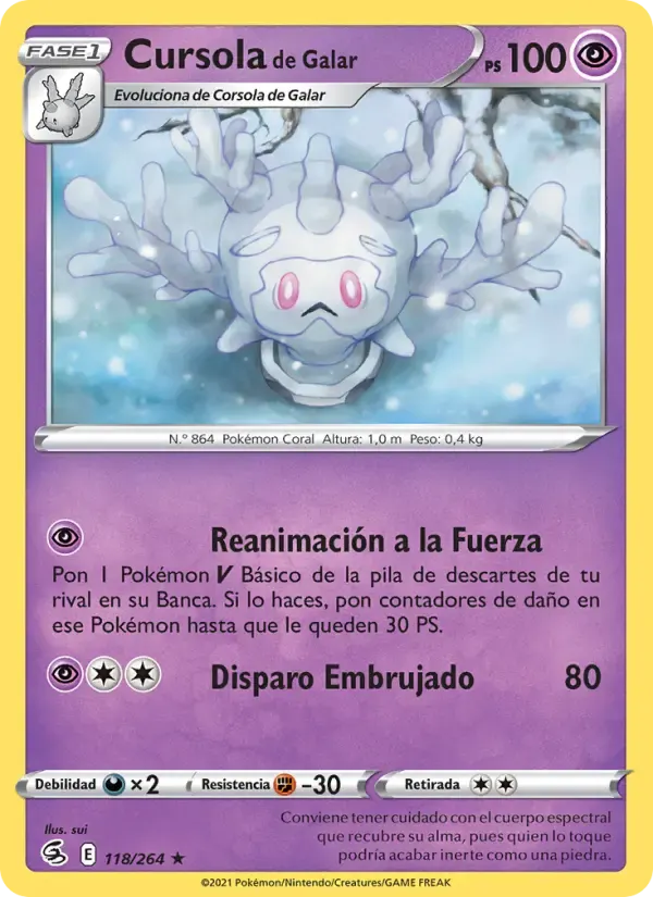Cursola de Galar — Golpe Fusión 118 Spanish Pokémon card