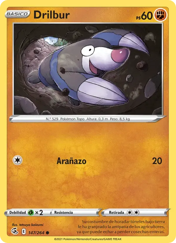 Drilbur — Golpe Fusión 147 Spanish Pokémon card