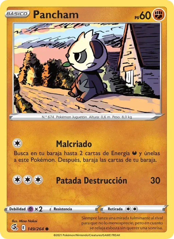 Pancham — Golpe Fusión 149 Spanish Pokémon card