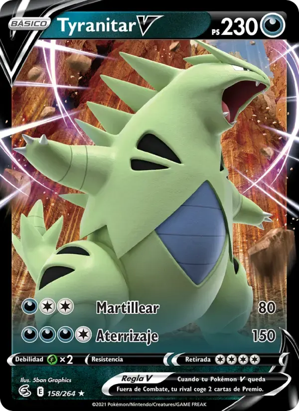 Tyranitar V — Golpe Fusión 158 Spanish Pokémon card