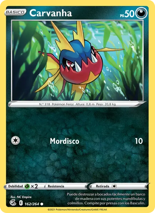 Carvanha — Golpe Fusión 162 Spanish Pokémon card