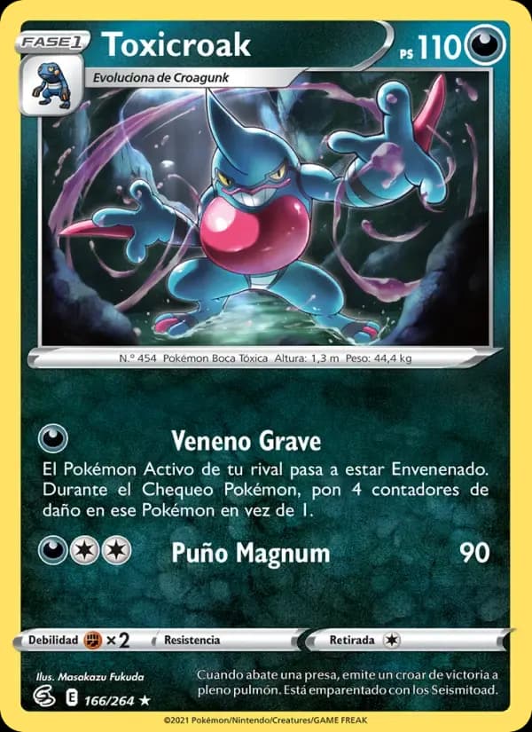 Toxicroak — Golpe Fusión 166 Spanish Pokémon card