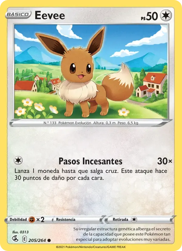 Eevee — Golpe Fusión 205 Spanish Pokémon card