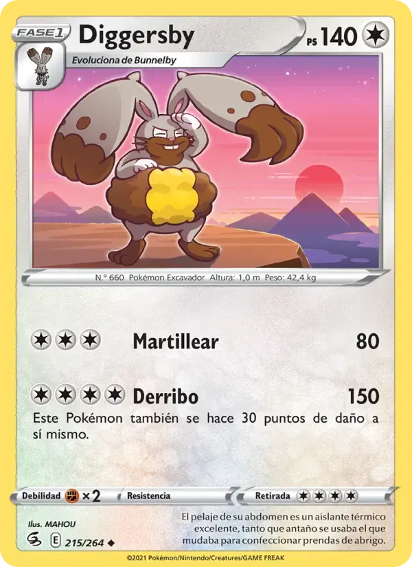 Diggersby — Golpe Fusión 215 Spanish Pokémon card
