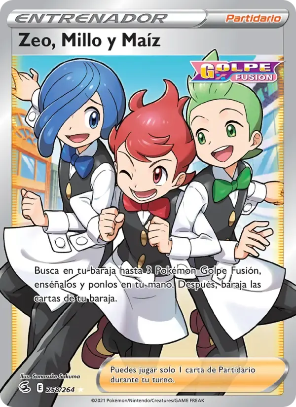 Zeo, Millo y Maíz — Golpe Fusión 258 Spanish Pokémon card